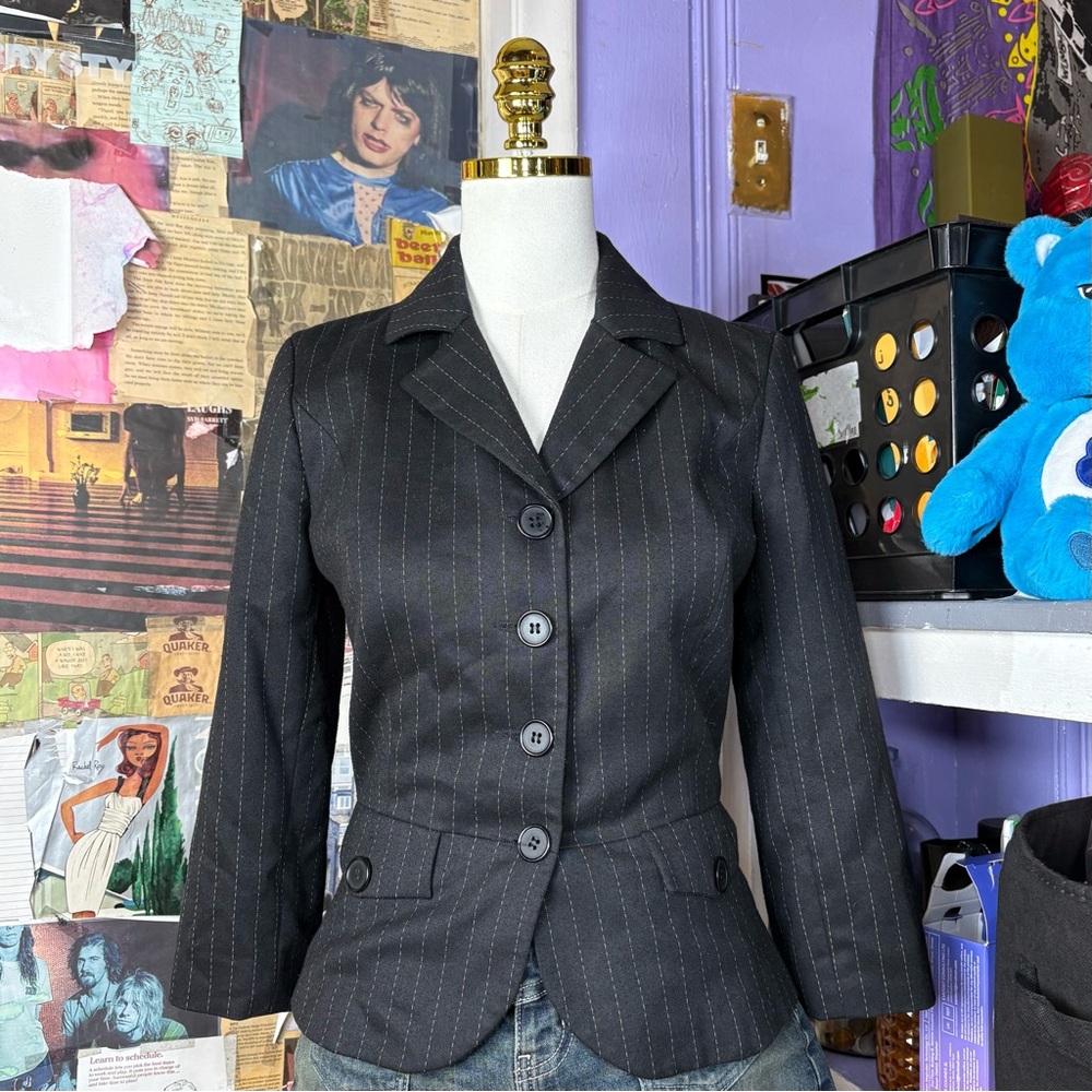 Y2K H&M Black Pinstripe Blazer Jacket
